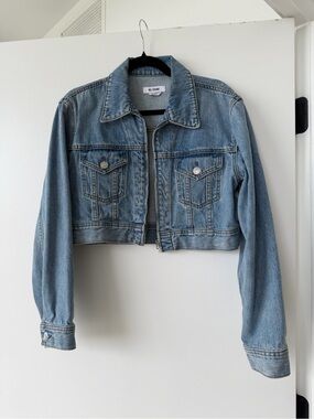 Re/Done Light Blue Cropped Denim Trucker Jacket